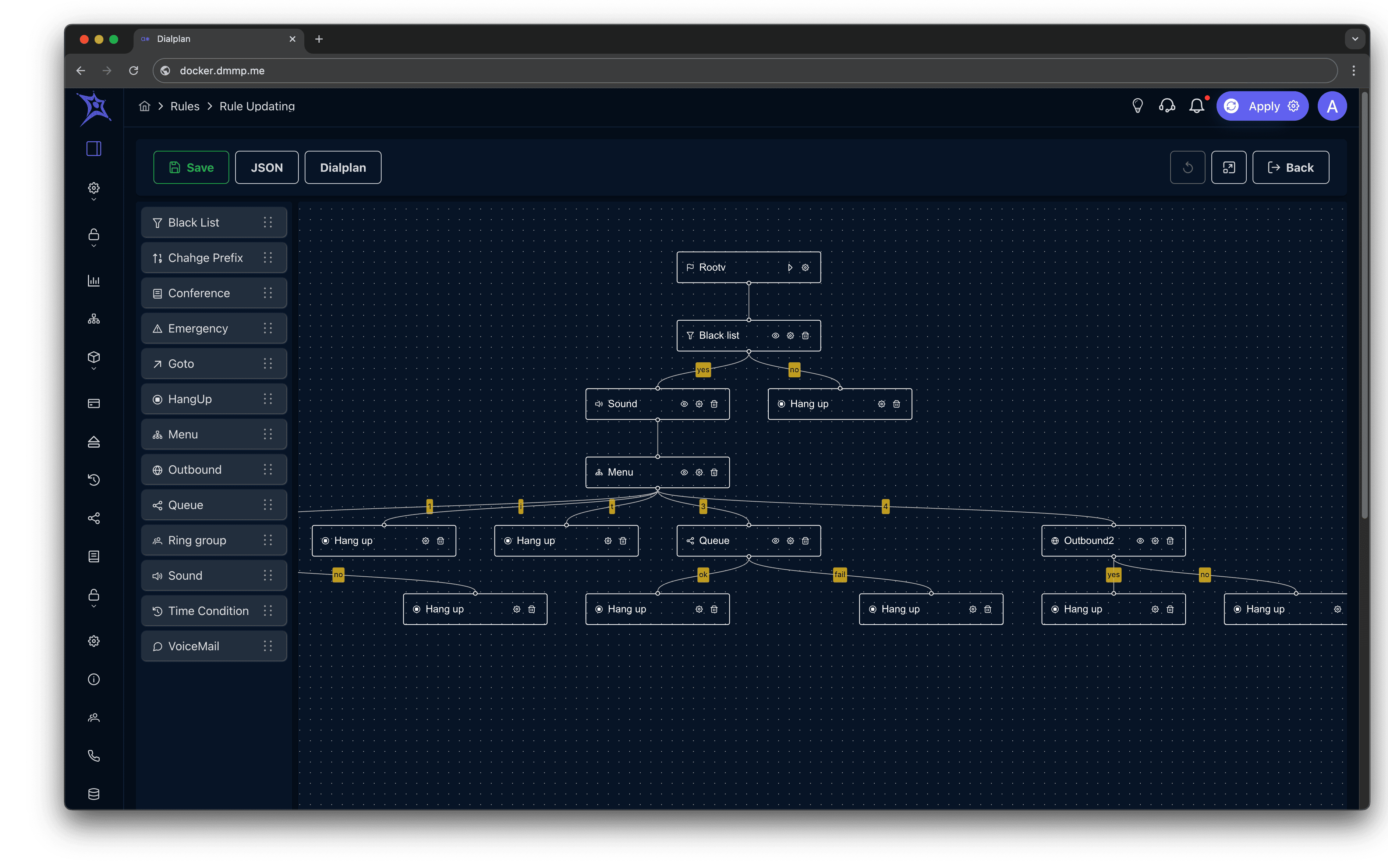 Visual Dialplan Editor